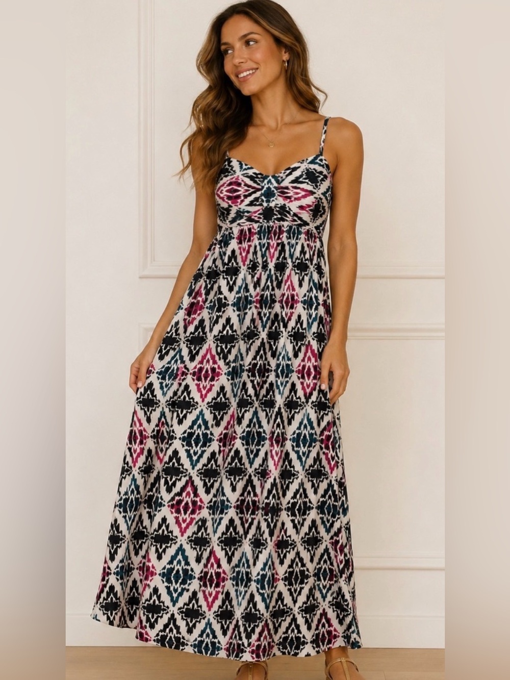 Ann Taylor Ikat Empire Maxi Dress